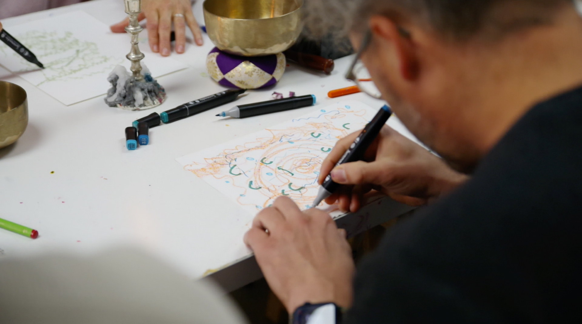 Participants engaging in a shared creative process through participatory art.